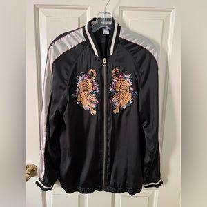 H&M Satin Tiger Bomber Jacket
